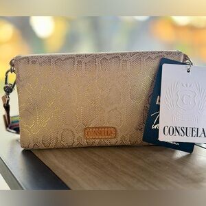 Consuela Uptown Crossbody Bag Gilded Metallic Gold Wallet NWT Strap Included